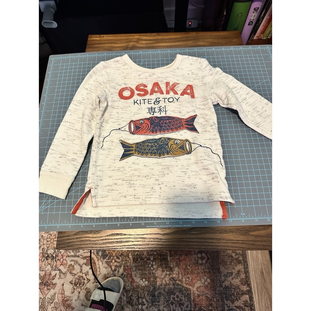 OshKosh B'gosh 4T Long Sleeve surf shirt with Tokyo Toy With Fish Design